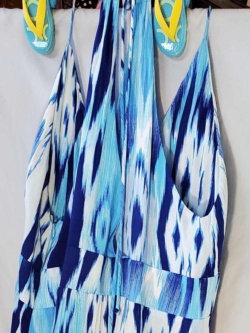 Athleta Blue Ikat Halter Maxi Dress with White Accents - Picture 8 of 12